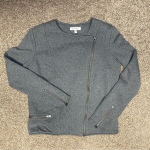 Athleta‎ Belvedere medium quilted asymmetrical jacket moto gray 80s coat retro